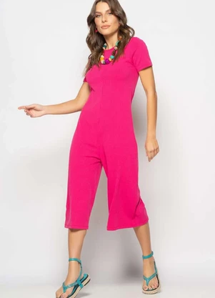 Salvatore Fashion - Macacão Pantacourt Manga Curta Costas em V Canelado - SALVATORE FASHION