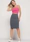 Salvatore Fashion - Saia Lápis Midi Canelada  Fashion Preto - variação: Cinza