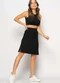 Salvatore Fashion - Saia Midi com Fenda Malha Preto - variação: Preto