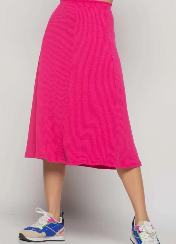 Salvatore Fashion - Saia Midi Godê Canelada  Fashion Rosa 5