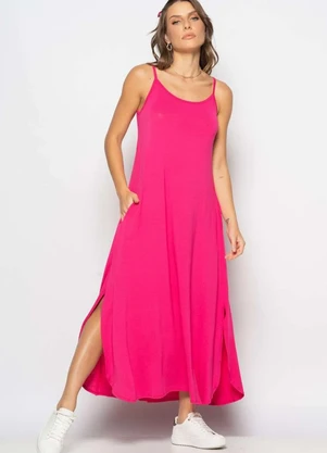 Salvatore Fashion - Vestido Longo Alcinha com Barra Arredondada e Bolsos - SALVATORE FASHION