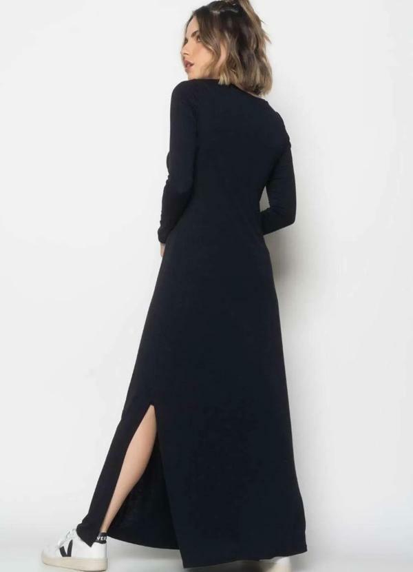 Salvatore Fashion - Vestido Longo Manga Longa Malha  Fashion Preto 4