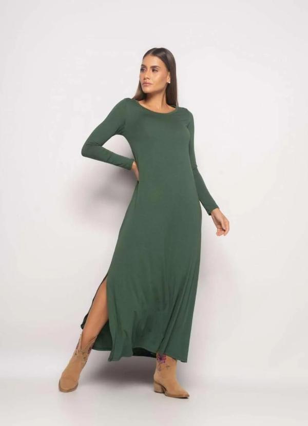 Salvatore Fashion - Vestido Longo Manga Longa Malha  Fashion Verde 2