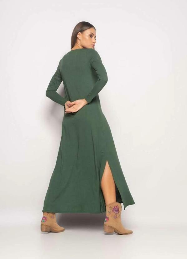 Salvatore Fashion - Vestido Longo Manga Longa Malha  Fashion Verde 3