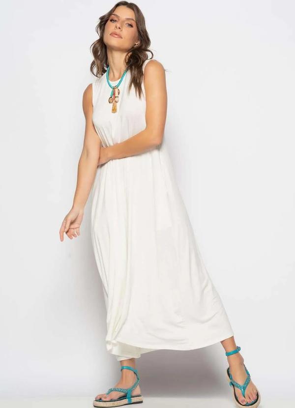 Salvatore Fashion - Vestido Longo Regata com Bolsos Bege 2