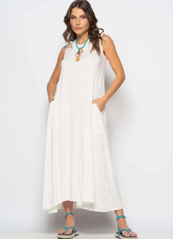 Salvatore Fashion - Vestido Longo Regata com Bolsos Bege 3