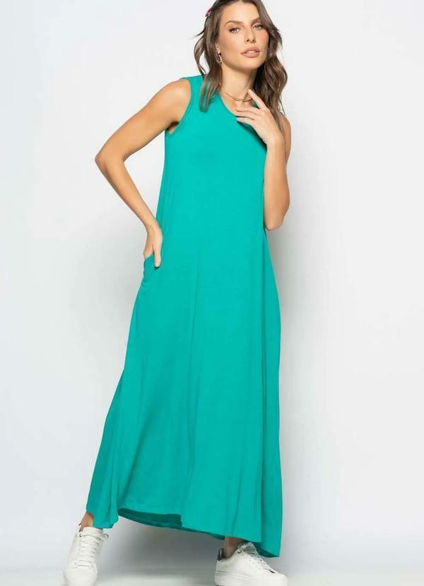 Salvatore Fashion - Vestido Longo Regata com Bolsos Verde