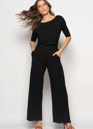 Salvatore Fashion - Conjunto Blusa Canoa 3/4 e Wide Leg Malha - SALVATORE FASHION