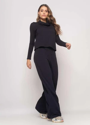 Salvatore Fashion - Conjunto de Moletinho com Blusa Golão e Calça Wide Leg  Fashion - SALVATORE FASHION