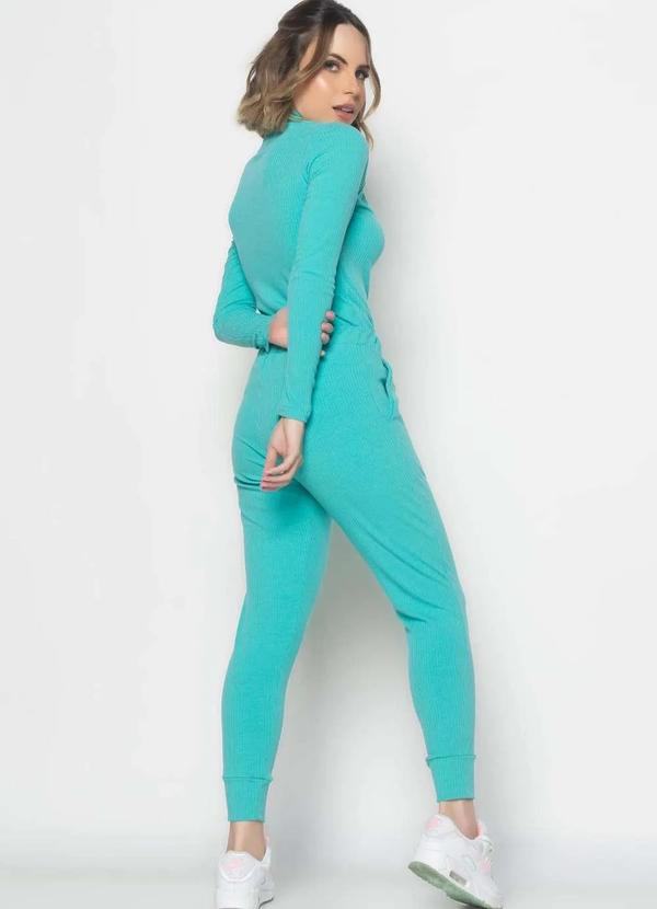 Salvatore Fashion - Conjunto Comfy Bl. Gola Alta M/Longa e Jogger Canelado Verde 2