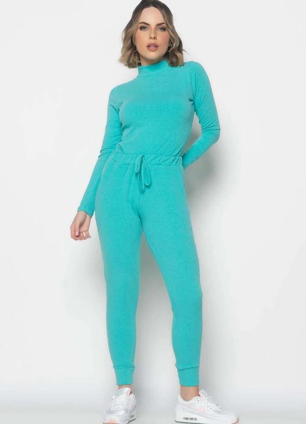 Salvatore Fashion - Conjunto Comfy Bl. Gola Alta M/Longa e Jogger Canelado Verde 3