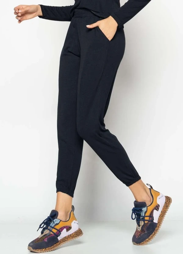 Salvatore Fashion - Conjunto Comfy Blusa M/Longa e Jogger Recorte Malha Preto 5
