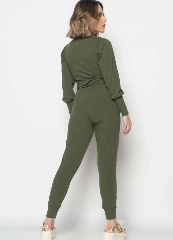 Salvatore Fashion - Conjunto Comfy Blusa Princesa M/Longa e Jogger Canelada Verde 2