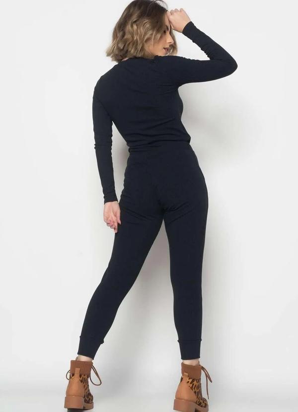 Salvatore Fashion - Conjunto Comfy com Blusa Manga Longa e Jogger Canelada Fashion Preto 4