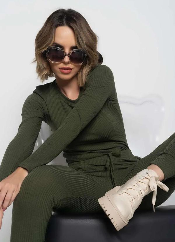 Salvatore Fashion - Conjunto Comfy com Blusa Manga Longa e Jogger Canelada Fashion Verde