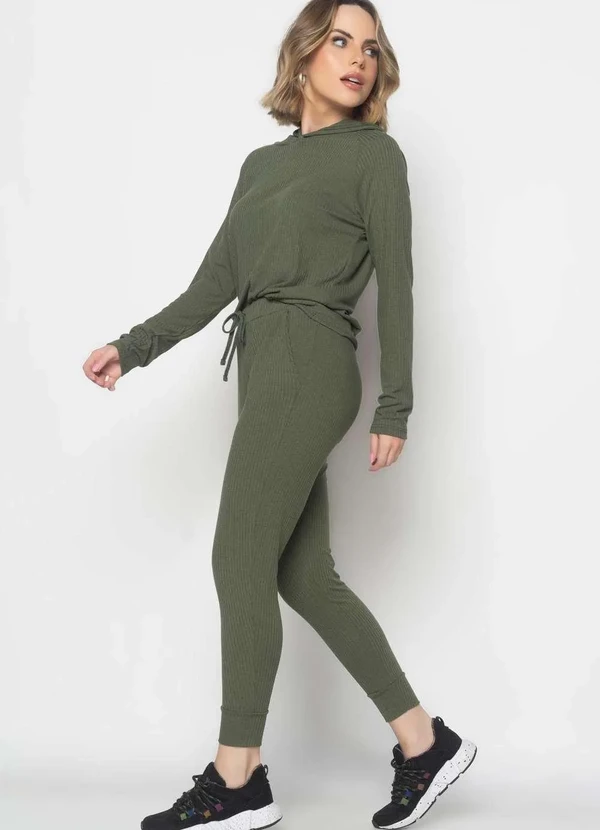 Salvatore Fashion - Conjunto Comfy com Casaco Capuz e Jogger Canelado  Fashion Verde 3