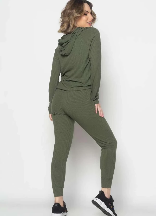 Salvatore Fashion - Conjunto Comfy com Casaco Capuz e Jogger Canelado  Fashion Verde 5