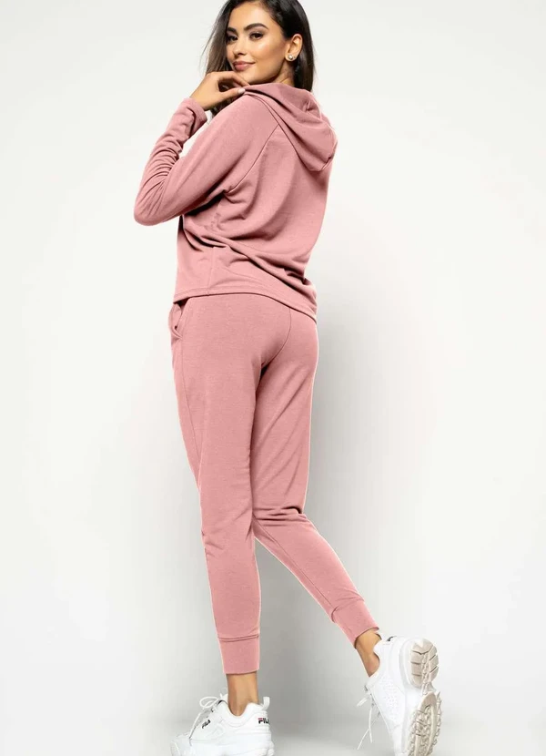 Salvatore Fashion - Conjunto de Moletinho Feminino com Casaco Capuz e Calça Jogger Rosa 4