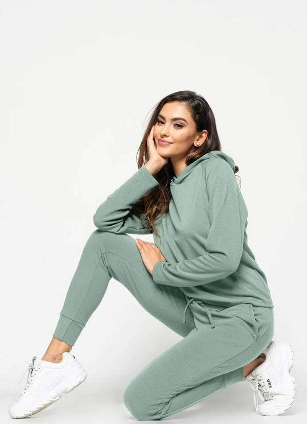 Salvatore Fashion - Conjunto de Moletinho Feminino com Casaco Capuz e Calça Jogger Verde 2