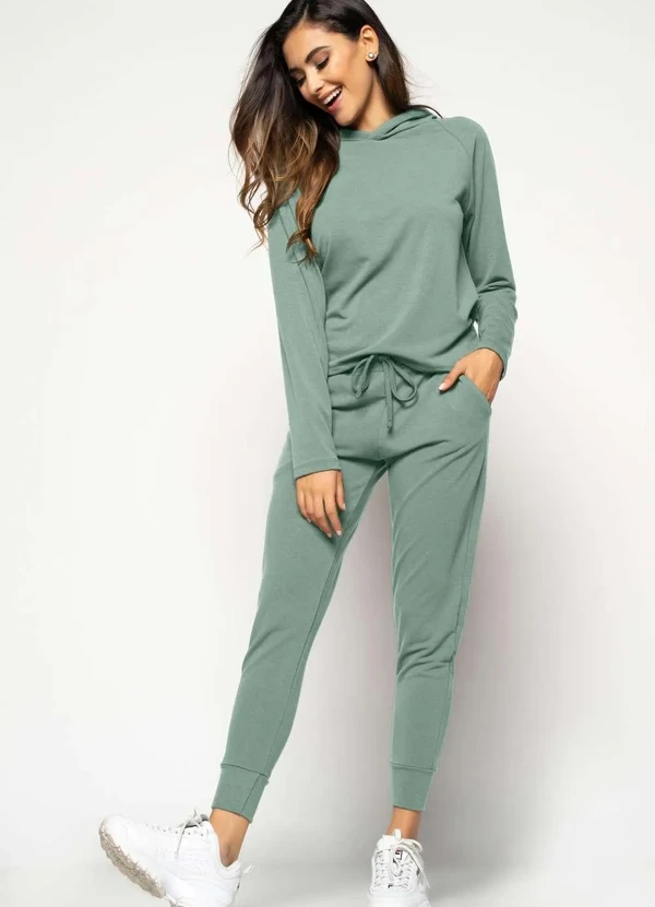Salvatore Fashion - Conjunto de Moletinho Feminino com Casaco Capuz e Calça Jogger Verde 3