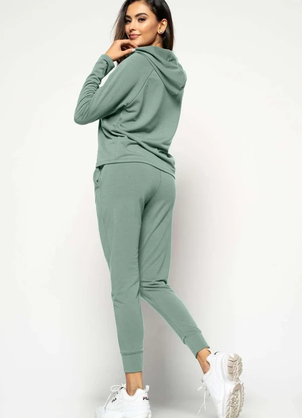 Salvatore Fashion - Conjunto de Moletinho Feminino com Casaco Capuz e Calça Jogger Verde 4