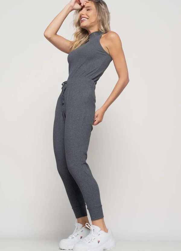Salvatore Fashion - Conjunto Comfy com Regata e Jogger Canelada Fashion Cinza 2
