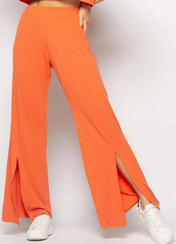 Salvatore Fashion - Conjunto Cropped Golão e Calça Fenda Frontal Malha Laranja 6