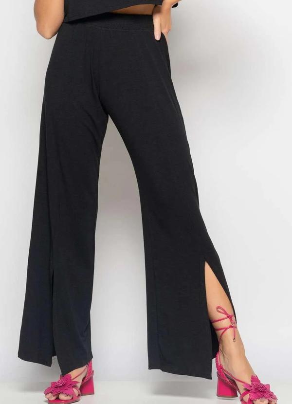 Salvatore Fashion - Conjunto Cropped Golão e Calça Fenda Frontal Malha Preto 6