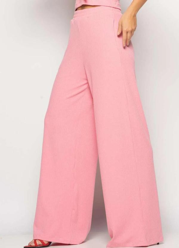 Salvatore Fashion - Conjunto Cropped Laço e Wide Leg Canelado Rosa 6