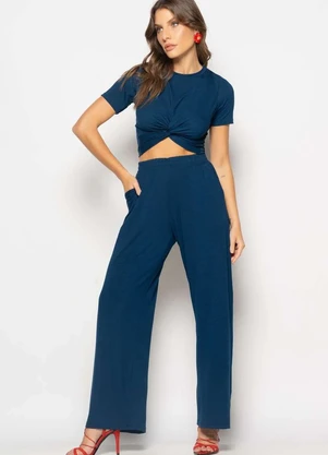 Salvatore Fashion - Conjunto Cropped Nó e Wide Leg Malha - SALVATORE FASHION