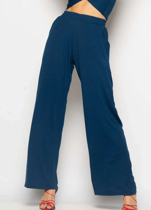 Salvatore Fashion - Conjunto Cropped Nó e Wide Leg Malha Azul 6