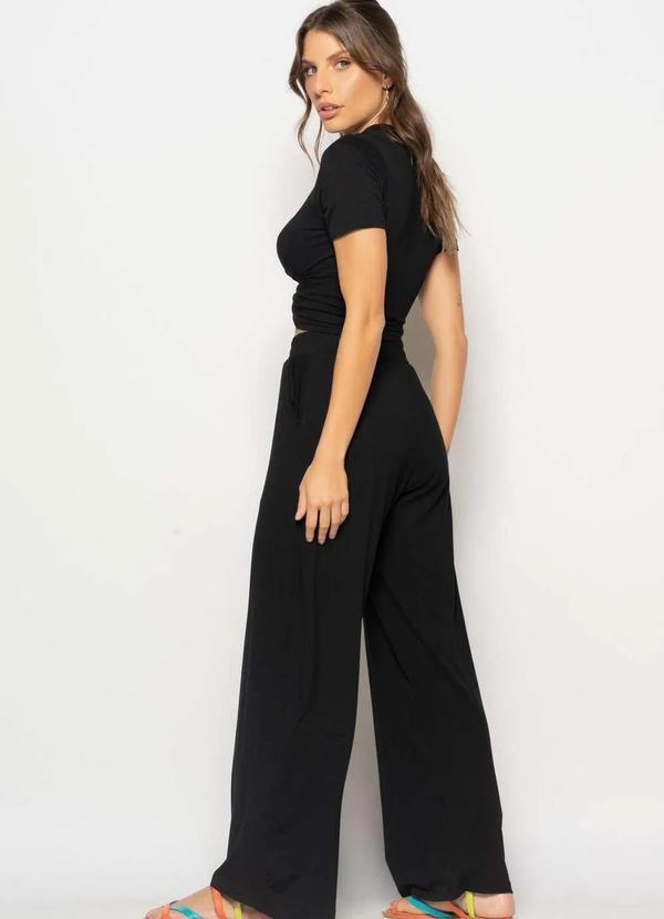 Salvatore Fashion - Conjunto Cropped Nó e Wide Leg Malha Preto 3