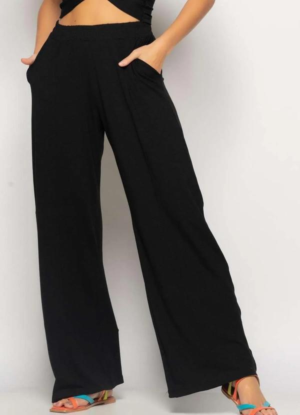 Salvatore Fashion - Conjunto Cropped Nó e Wide Leg Malha Preto 6
