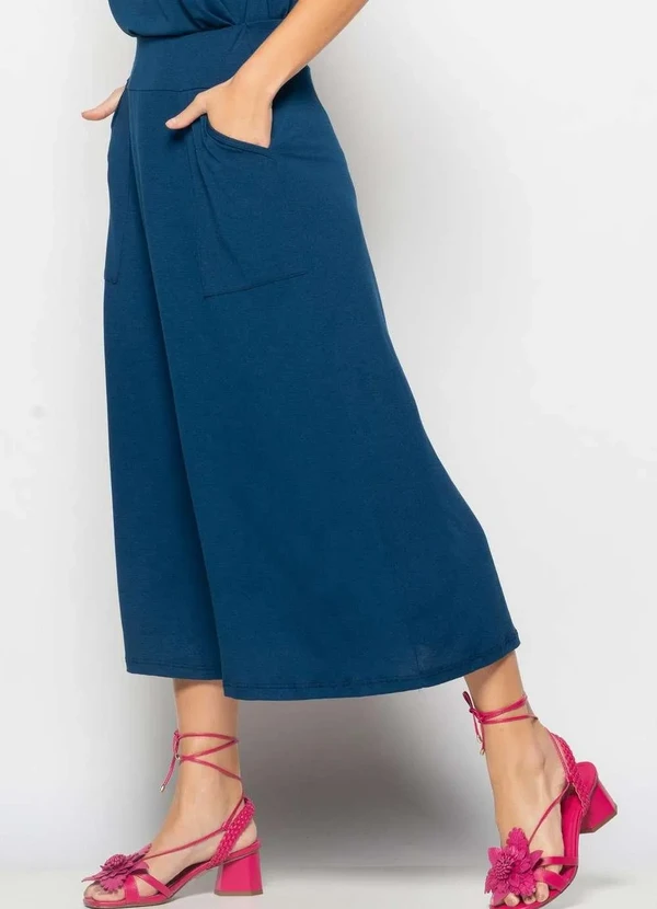 Salvatore Fashion - Conjunto Regata Drapeada e Saia Midi Malha Azul 6