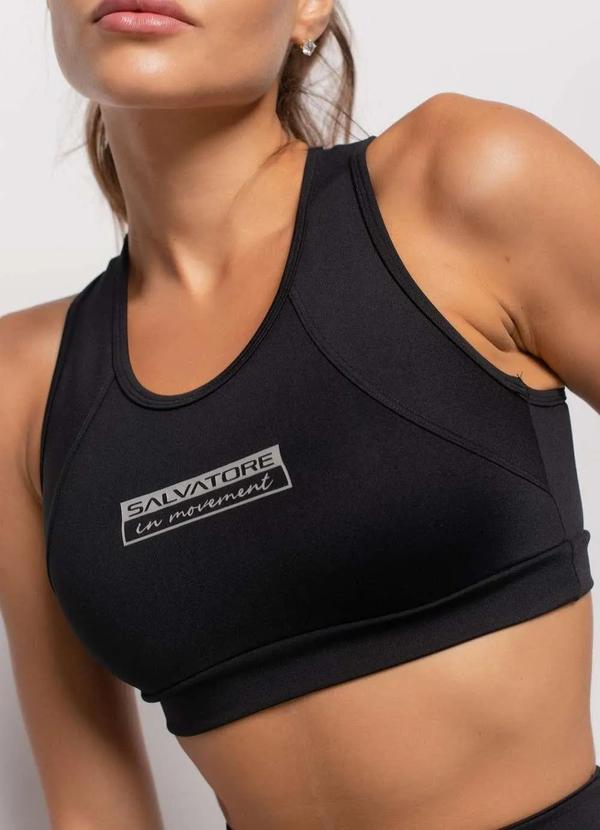 Salvatore Fashion - Top Suplex Poliamida Liso Nadador com Recortes Preto