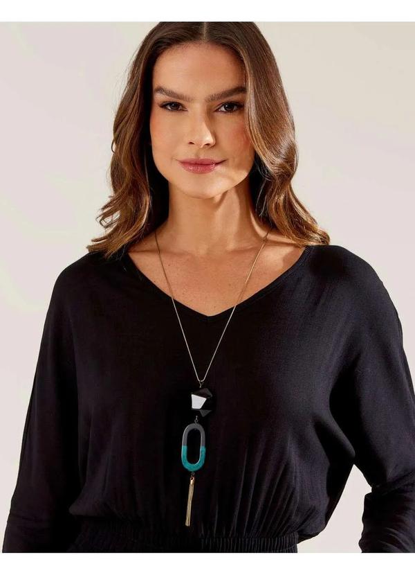 Zinzane - Colar Zinzane Feminino Pingente Resina e Franja Metal Amarelo