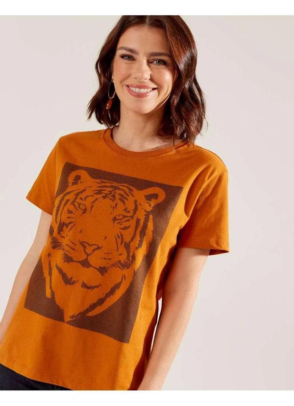 Zinzane - Blusa Zinzane Feminino Silk Tigre - Caramelo Queimado Marrom