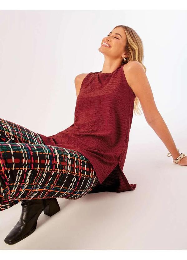 Zinzane - Tunica Zinzane Feminino Midi Texturizada - Bordeaux Vermelho