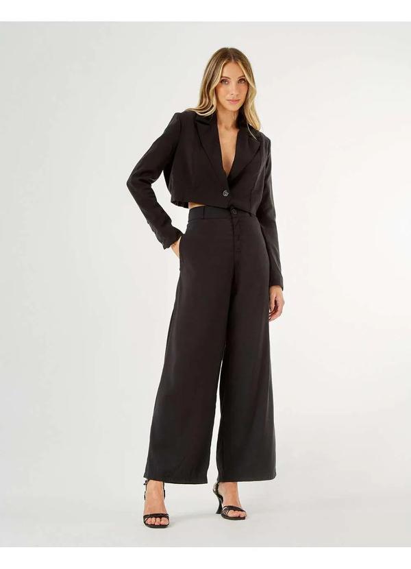 Zinzane - Calca Zinzane Feminino Alfaiataria Ampla - Preto Preto