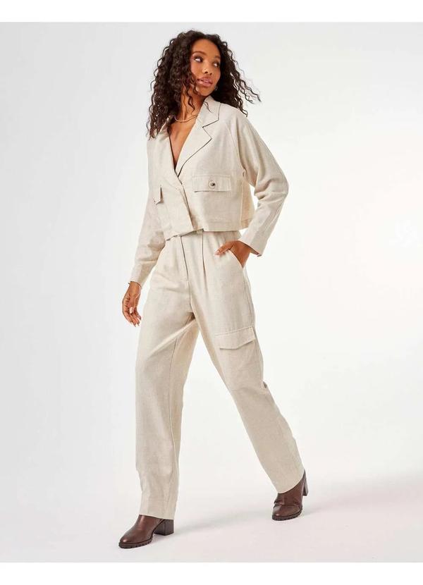 Zinzane - Calca Zinzane Feminino Cargo Linen - Natural Bege