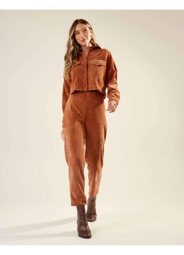 Zinzane - Calca Zinzane Feminino Cenoura Botoes Veludo Colete - Marrom Marrom
