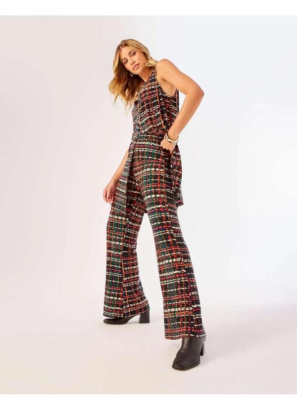 Zinzane - Calca Zinzane Feminino Flare Estampada Tweed - Preto Preto