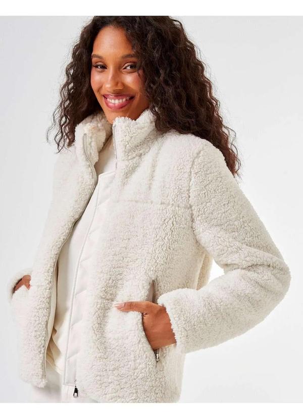 Zinzane - Casaco Zinzane Feminino Pelinho Recortes - Off White Branco