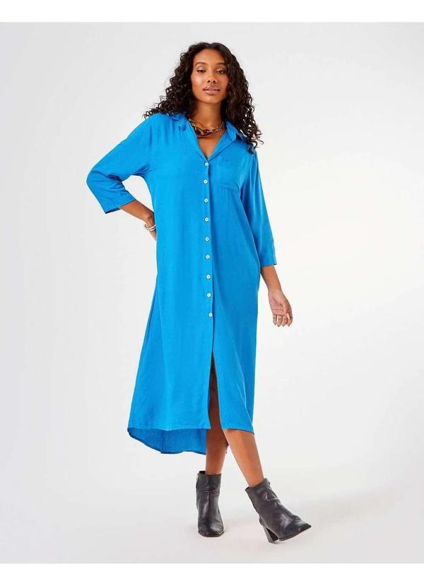 Zinzane - Chemise Zinzane Feminino Fraldado New Longo - Azul Ceu Azul