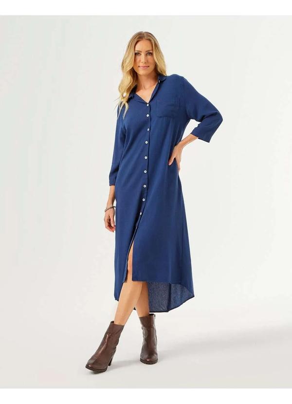 Zinzane - Chemise Zinzane Feminino Fraldado New Longo - Azul Marinho Azul