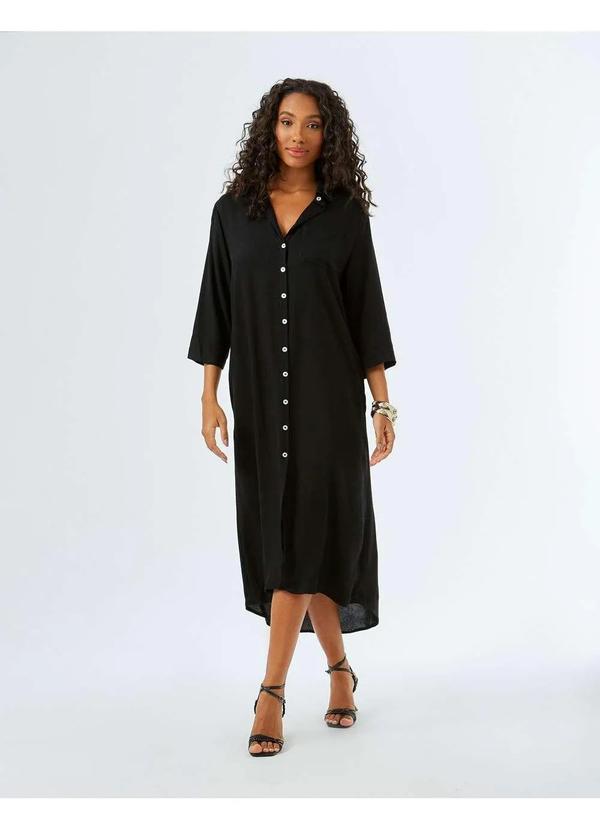 Zinzane - Chemise Zinzane Feminino Fraldado New Longo - Preto Preto