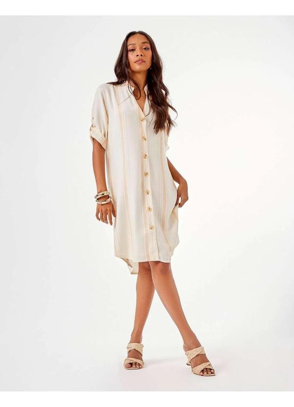 Zinzane - Vestido Chemise Zinzane Feminino Listras - Areia Bege
