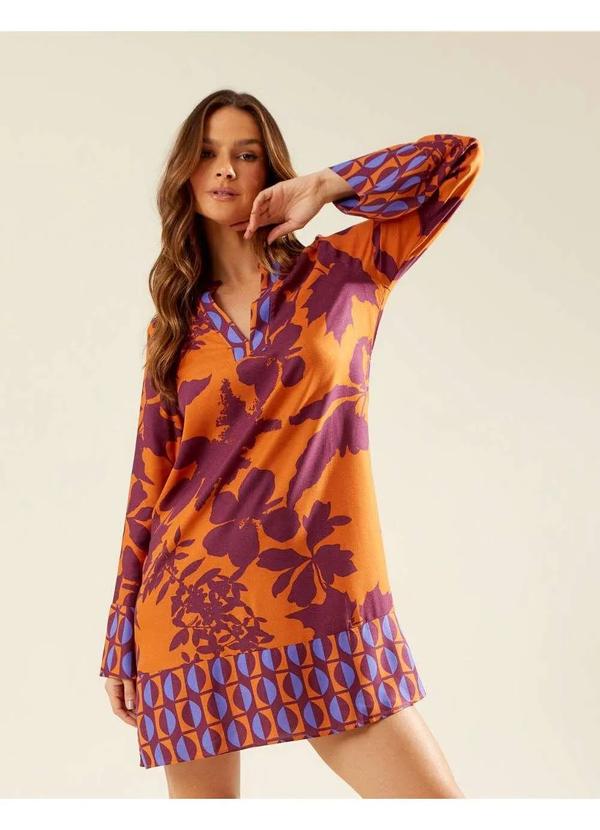 Zinzane - Vestido Zinzane Feminino Curto Estampado Floral Geometric Vermelho