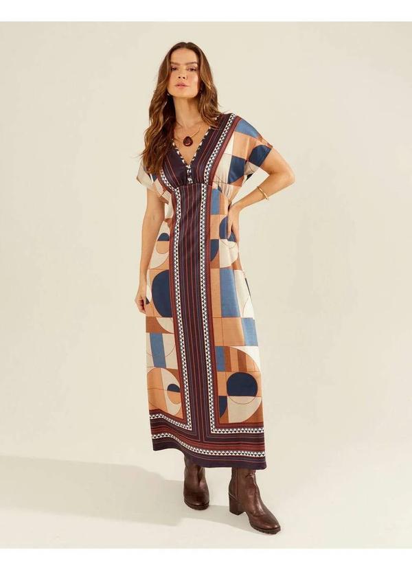 Zinzane - Vestido Zinzane Feminino Longo Estampado Milene - Azul Marinho Azul