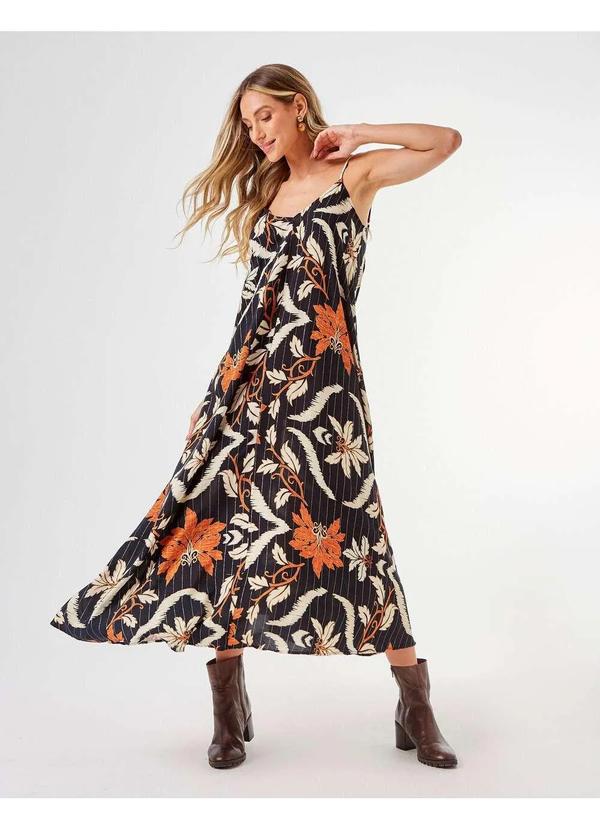 Zinzane - Vestido Zinzane Feminino New Longo Estampado Jacki - Preto Preto
